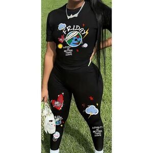 Two piece cartoon graphic have in red and black.Size 14